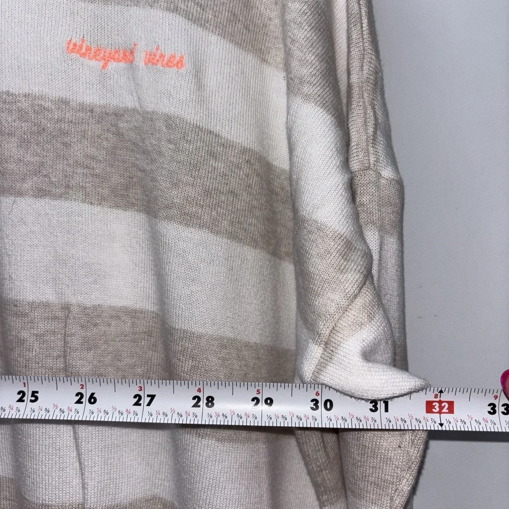 Vineyard Vines Women's XL Striped Crewneck Sweater Beige White Cotton Blend - Picture 4 of 8